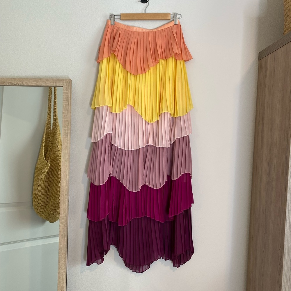 Multi color tiered maxi skirt